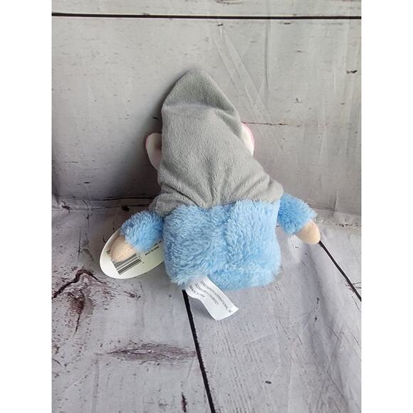 Bunny Ears Fuzzy Friends Blue Gnome 7" Plush Grey Hat Easter Bunny Gnome New - Picture 4 of 4